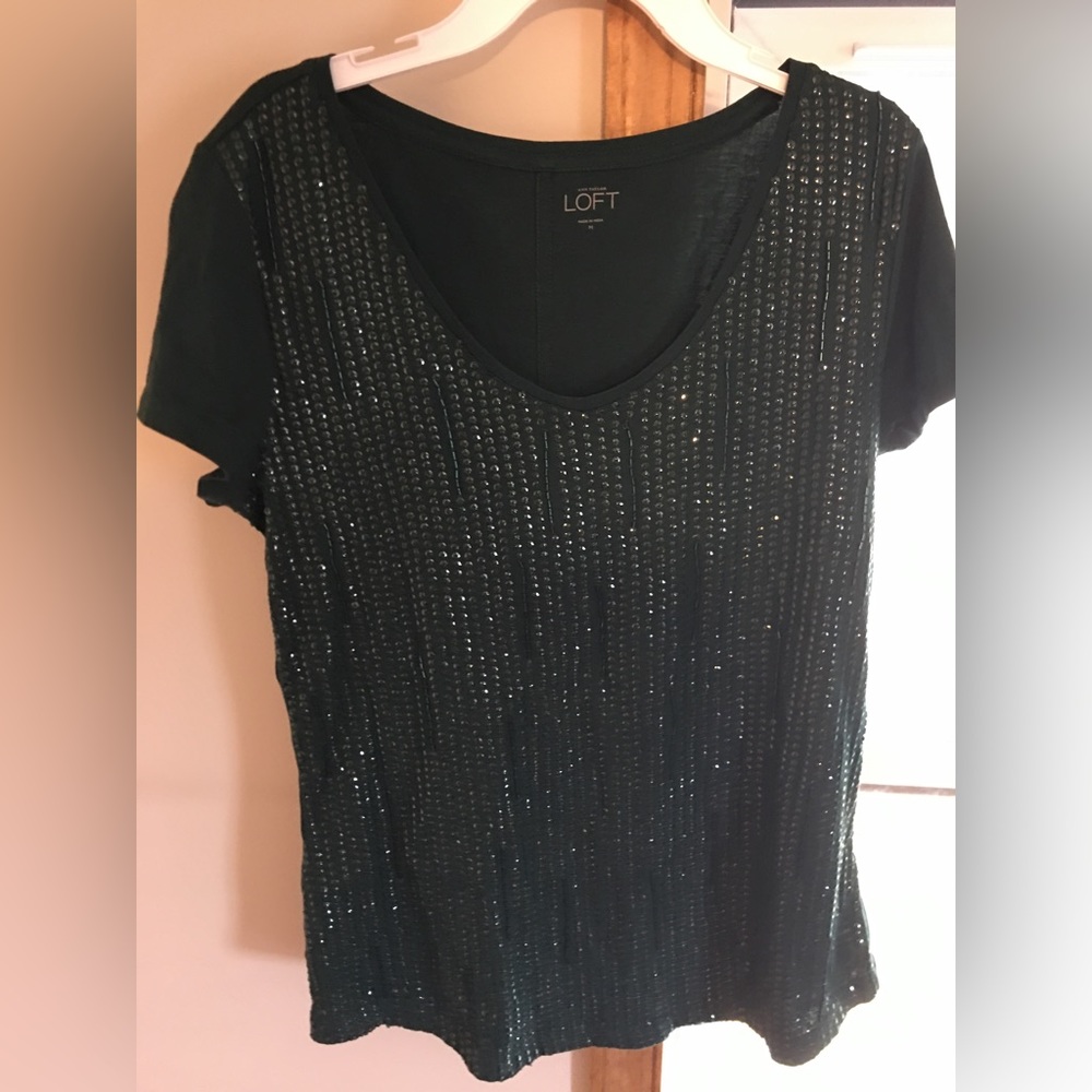 Loft green sequin shirt